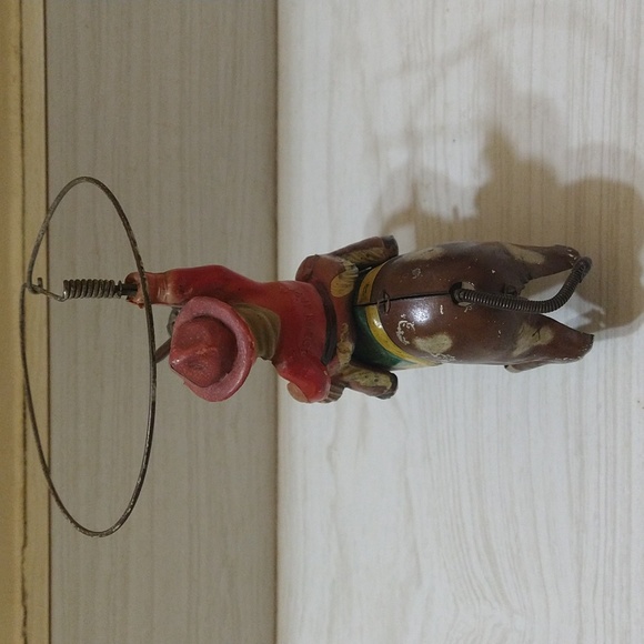 Vintage Japan Alps Toy Co. Celluloid Cowboy/Tin Horse Windup Toy - Picture 4 of 8